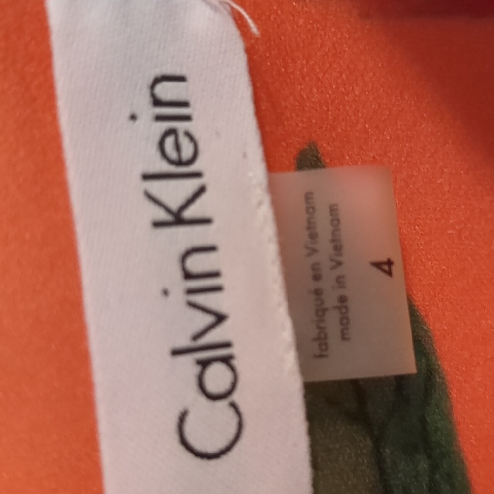 CALVIN KLEIN Orange with Flowers Dress - 4 - Picture 2 of 5